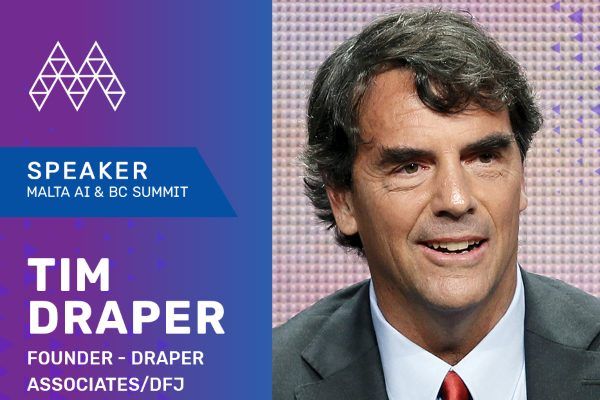 Baner promocional de Tim Draper para la Malta AIBC Summit 2019