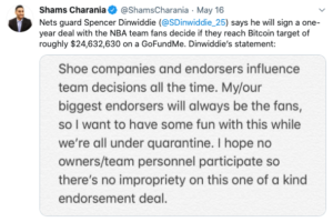 Sharms Charania comments on the Bitcoin proposal with the NBA 