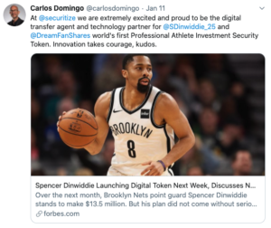 Dinwiddie publishes digital tokens 