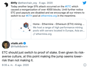 Vitalik tweet suggests POS for ETC