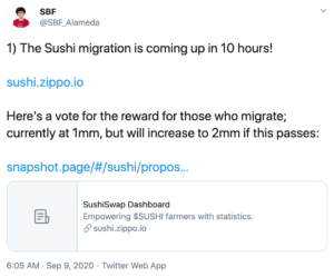 Tuit migración Sushiswap