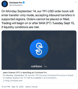 Coinbase y Yearn