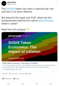 Tuit Glassnode sobre Sushiswap
