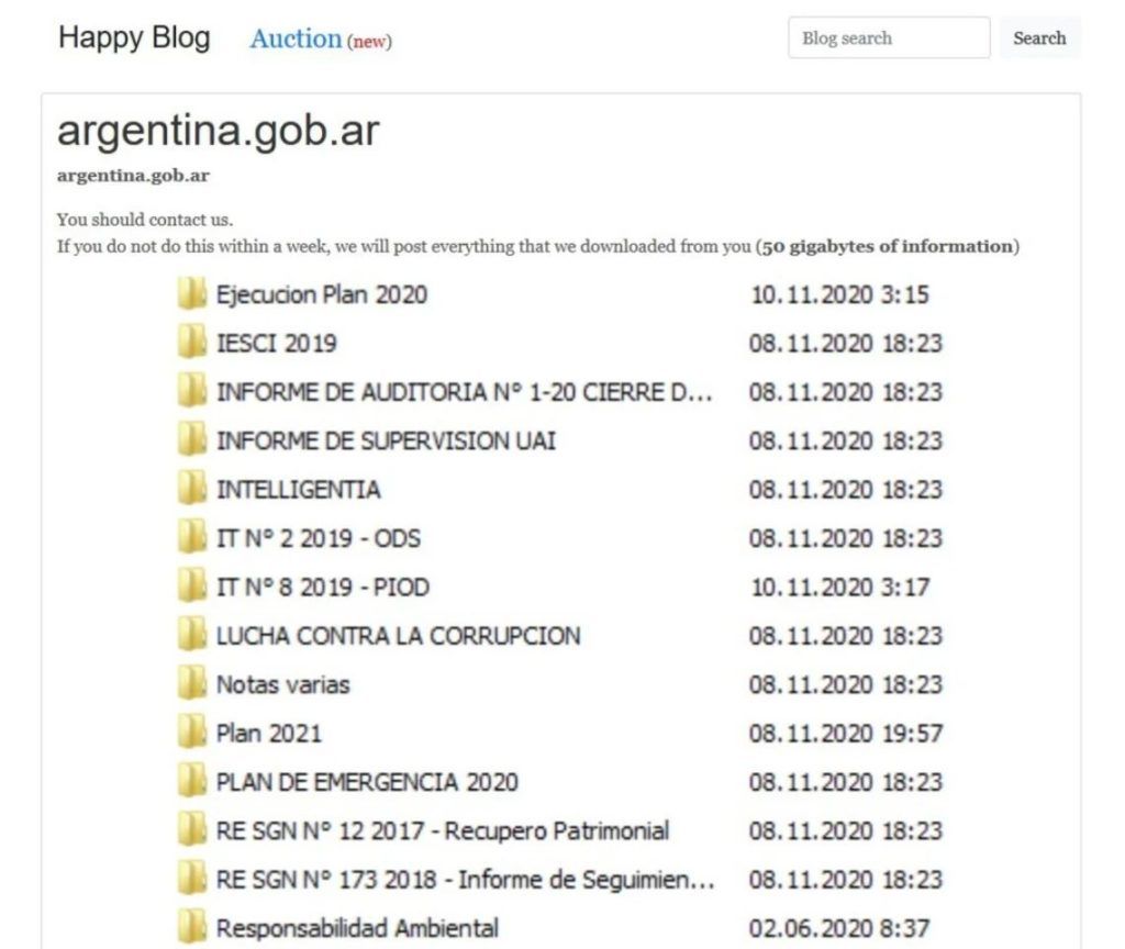 Imagen como prueba de los hackers evidenciada en la publicación del blog de REvil. Fuente: Clarín.com.