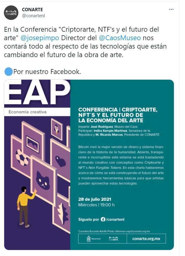 conarte de nuevo leon en mexico ofrecera conferencia sobre nft y economia del arte grafika numer 1