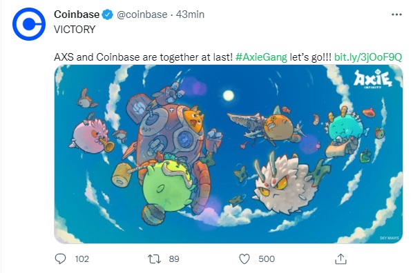 axie on coinbase