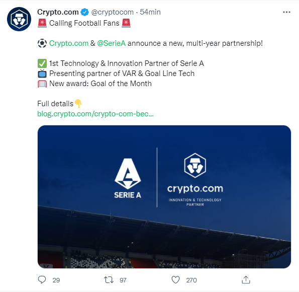 la serie a del futbol italiano ficha a cryptocom como socio de innovacion y tecnologia grafika numer 1
