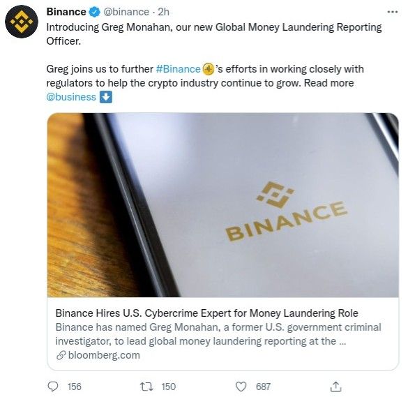 binance contrata a ex funcionario del tesoro de eeuu para combatir el lavado de dinero grafika numer 1