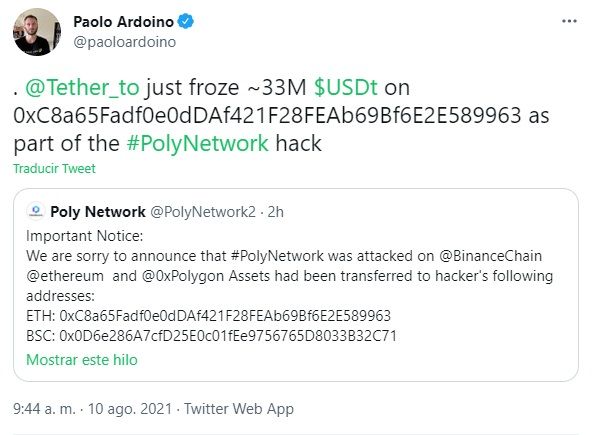 FXMAG criptodivisas ¡defi sufre hack monumental! más de $600 millones robados en poly network mercados defi hack mensajes información 3