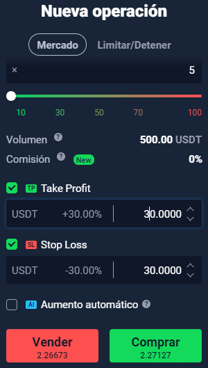 Take Profit - Stop Loss StormGain