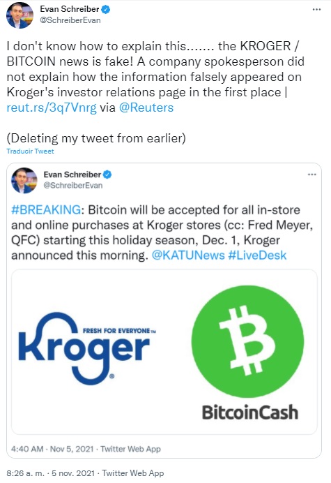 Diffusion de la fake news à propos de Kroger