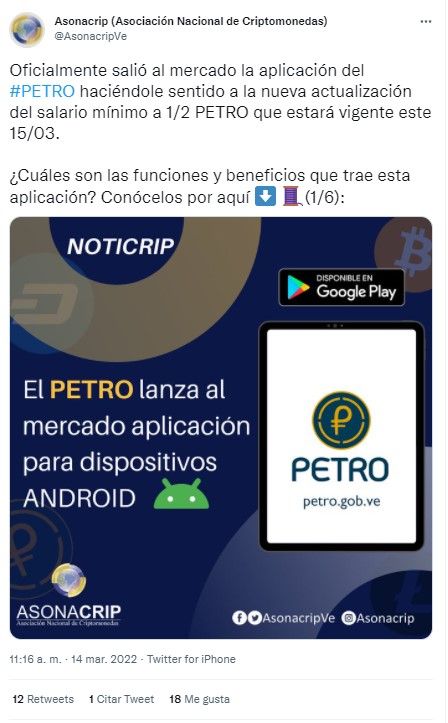 Petro-app Asonacrip twitter