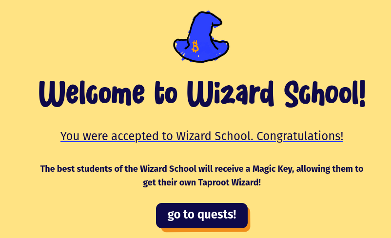 ordinals nft bitcoin taproot wizard school