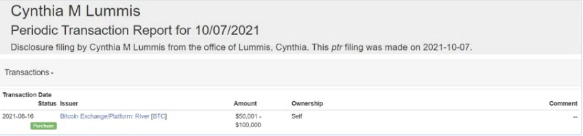 Cynthia Lummis inversion en Bitcoin