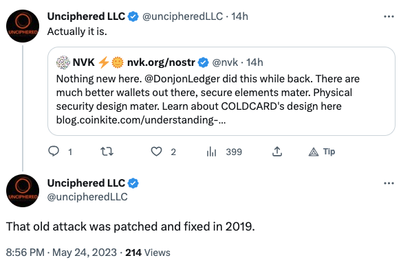 Unciphered highlights how the new Trezor hack is unrelated to a previous one that was fixed via an update.