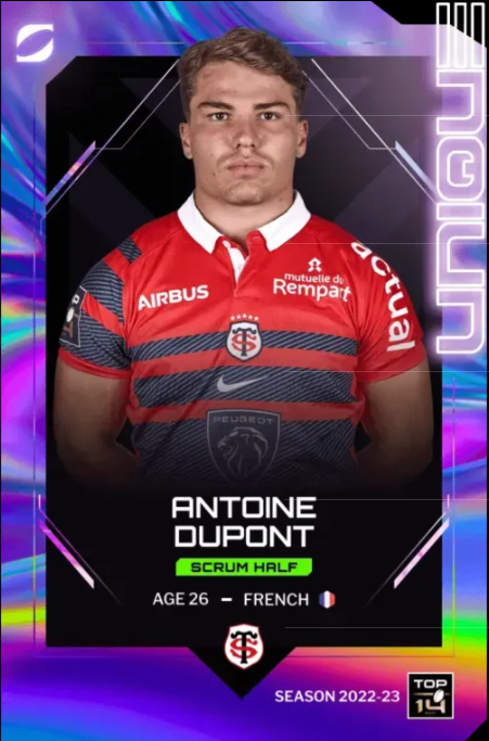 Antoine Dupont, el medio scrum aclamado internacionalmente y actual Jugador del Año de World Rugby, se desempeña como embajador y socio de OVAL3