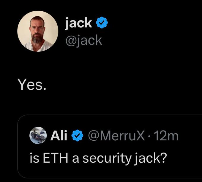 Jack Dorsey ha sido polémico tras alegar que Ethereum sí sería un valor