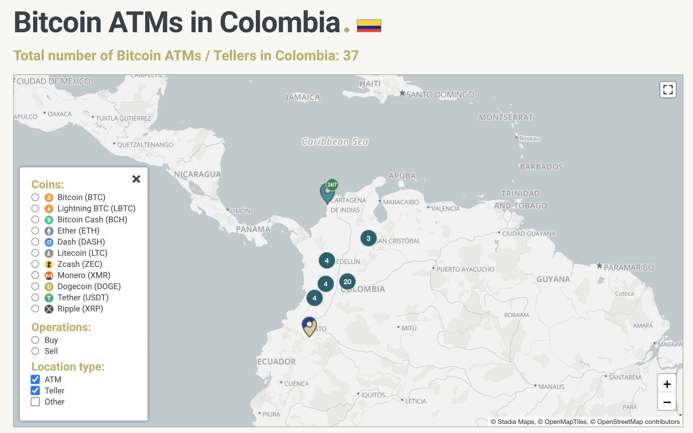 El número de cajeros de criptomonedas en Colombia. 