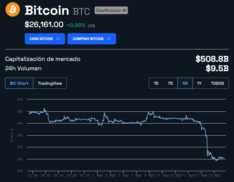 Precio de Bitcoin - 1 mes.