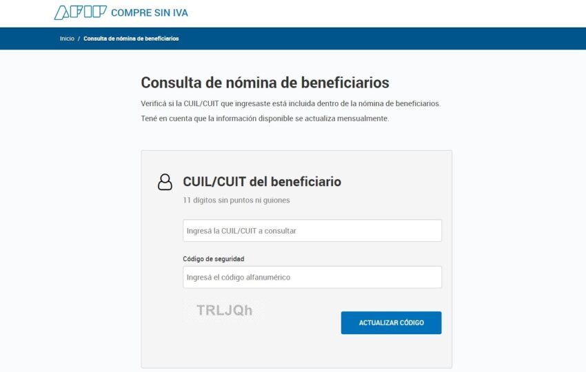 Consulta de nómina de beneficiarios del programa para la devolución del IVA.