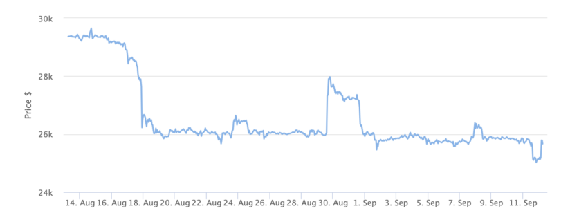 Gráfico de precios de Bitcoin 1 mes. 