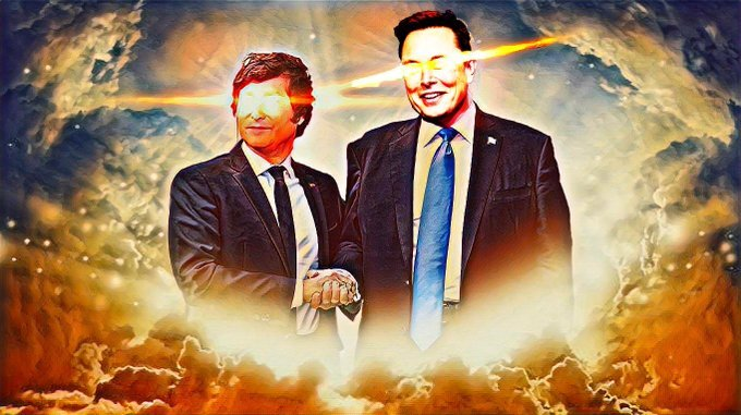 Elon Musk y Javier Milei con los ojos de láser utilizados por los maximalistas de Bitcoin