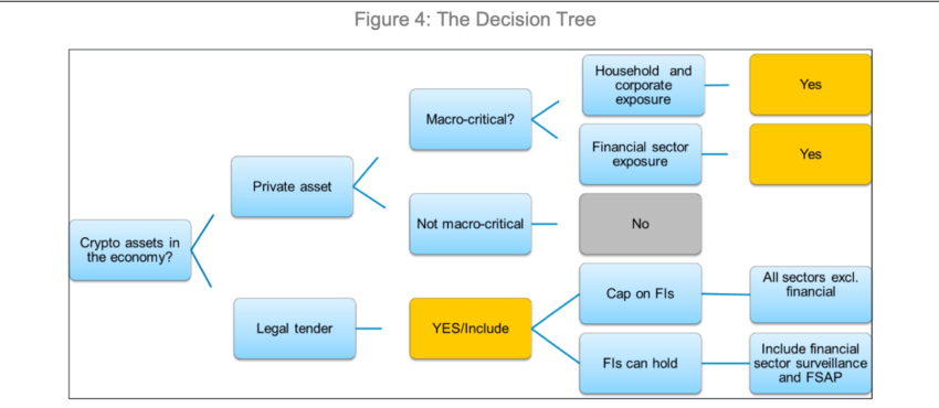 El árbol de decisiones del FMI sobre la gestión de riesgos de las criptomonedas. 