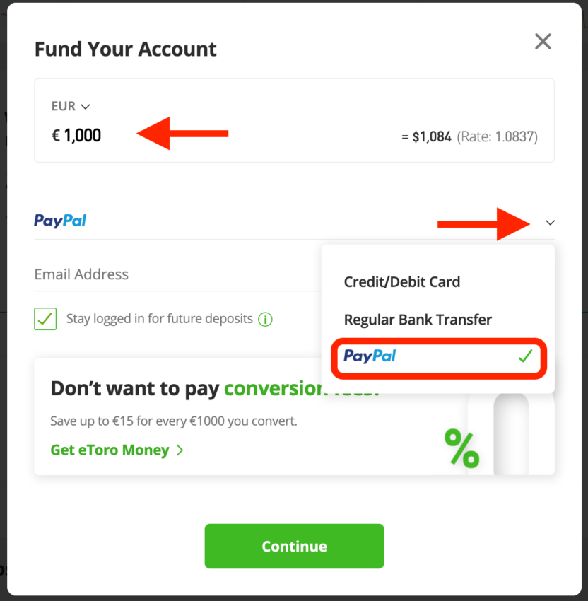 Cómo comprar Ethereum con PayPal financiación de eToro