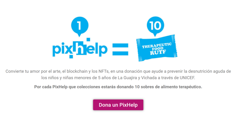 Кампания по сбору средств ЮНИСЕФ, материалов NFT и технологии блокчейн для кампании в Колумбии.