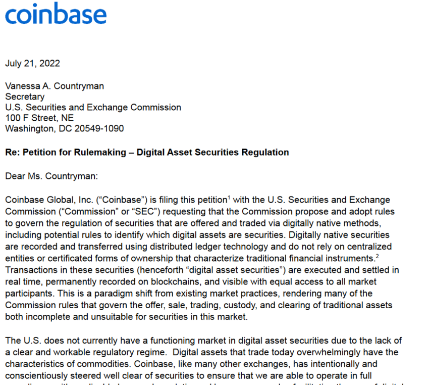 Coinbase SEC criptomonedas