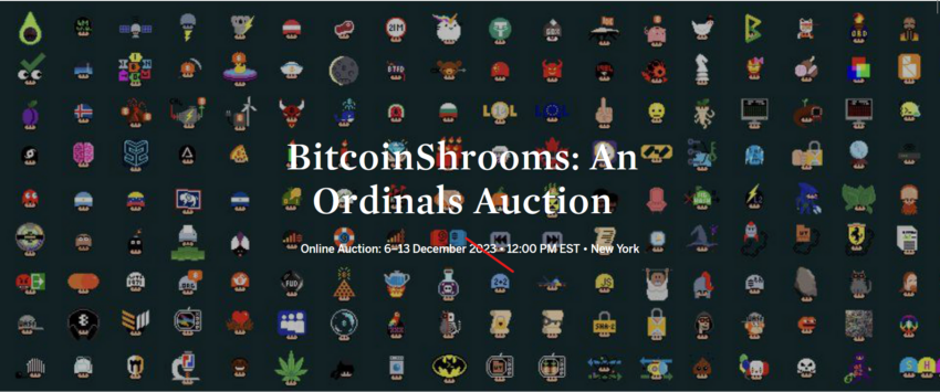 Portada del anuncio de la subasta online de los Bitcoin ordinals en Sotheby's. Fuente: Sotheby's