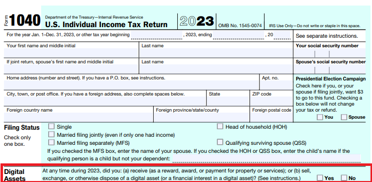 Formulario de declaración de impuestos 1040 del IRS de Estados Unidos, actualizado. 