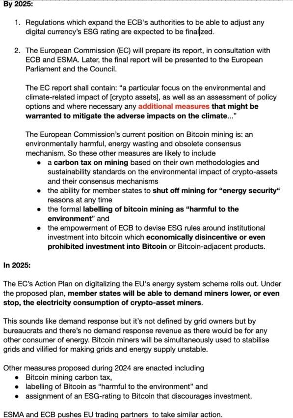 Captura de pantalla del informe de la CE con la minería de Bitcoin en la UE. 