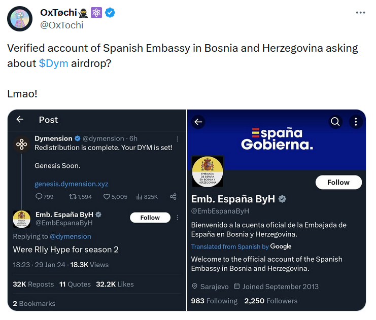 Las pruebas sobre la intervención de las redes sociales de la Embajada de España. 
