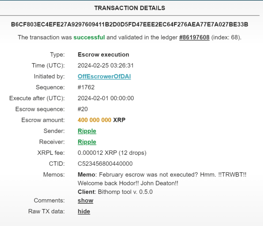 Desbloqueo de tokens XRP de Ripple.