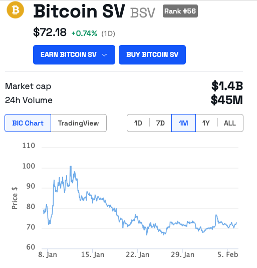 Gráfico de precios de BSV | Fuente: BeInCrypto