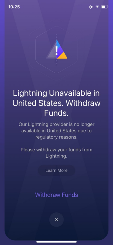 Exodus deshabilita soporte para Lightning Network en EEUU