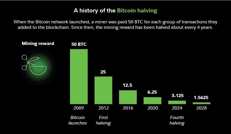 Historia del halving de Bitcoin (BTC). 