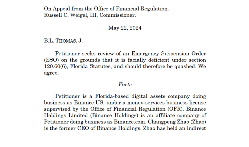 Corte de Florida regresa licencia de operaciones a Binance - 24Cripto