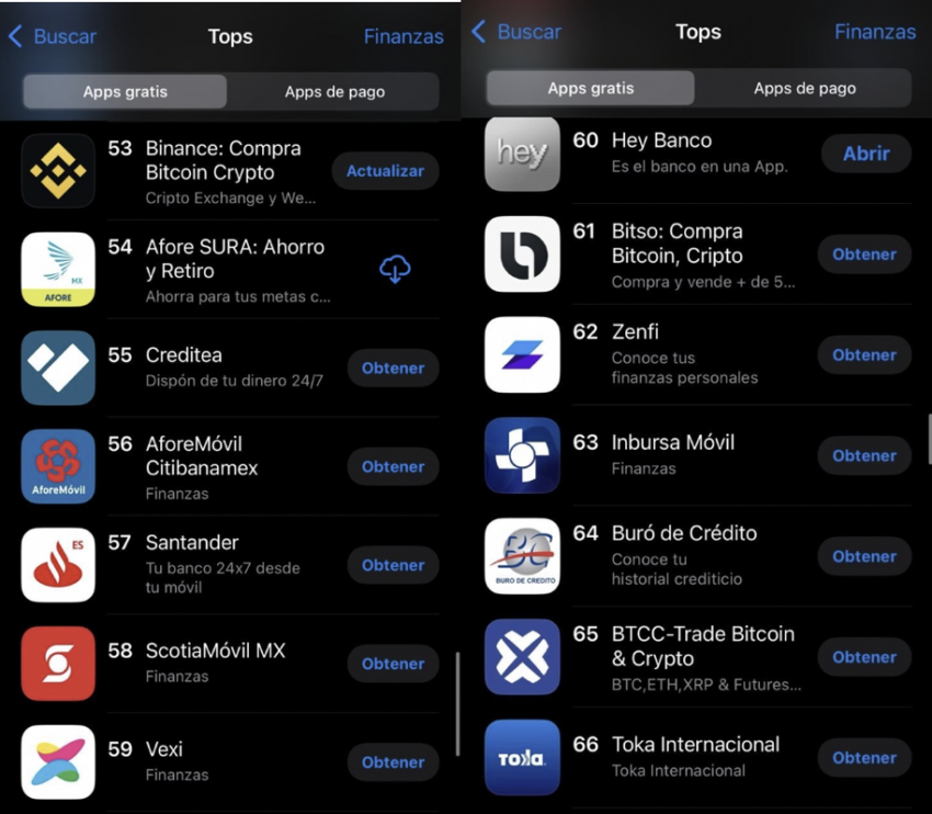 Binance se posiciona en la Apple Store México.