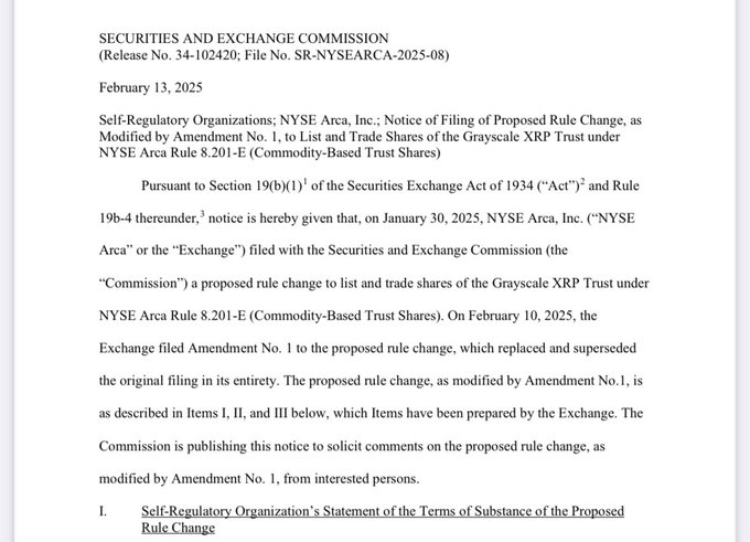 
La SEC reconoce presentación de Grayscale para un ETF de XRP. Fuente: X/@JSeyff
Dogecoin
